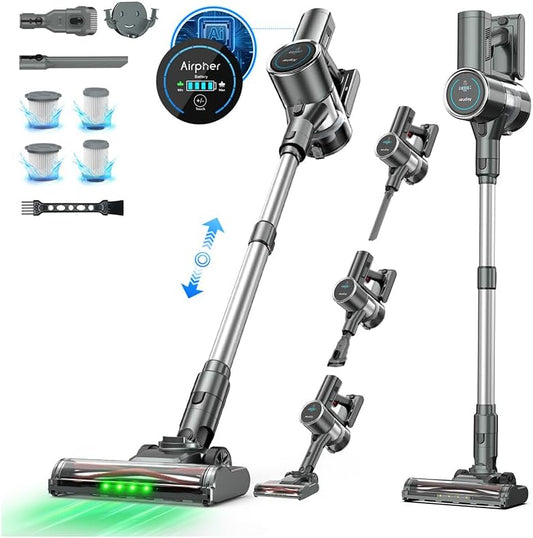 掃除機 コードレス【8月新登場・25800KPa吸引力】550W BLDCブラシレスモーター ADS AI制御 自走式 自立式 着脱式バッテリー