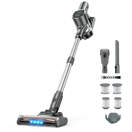 掃除機 コードレス 【48000pa強力吸引・自立式・60分連続稼働】Airpher コードレス掃除機 48kPA 40-60分連働 LED液晶ディスプレイ 軽量 低騒音 伸縮パイプ 5重濾過システム 1L集塵 自立可能 着脱式バッテリー 壁掛け収納 充電式 左右180°上下90°回転 LEDライト4つ付 ワンタッチ ゴミ捨て ソファー/卓上/本棚/サッシ/車 年末掃除 プレゼント